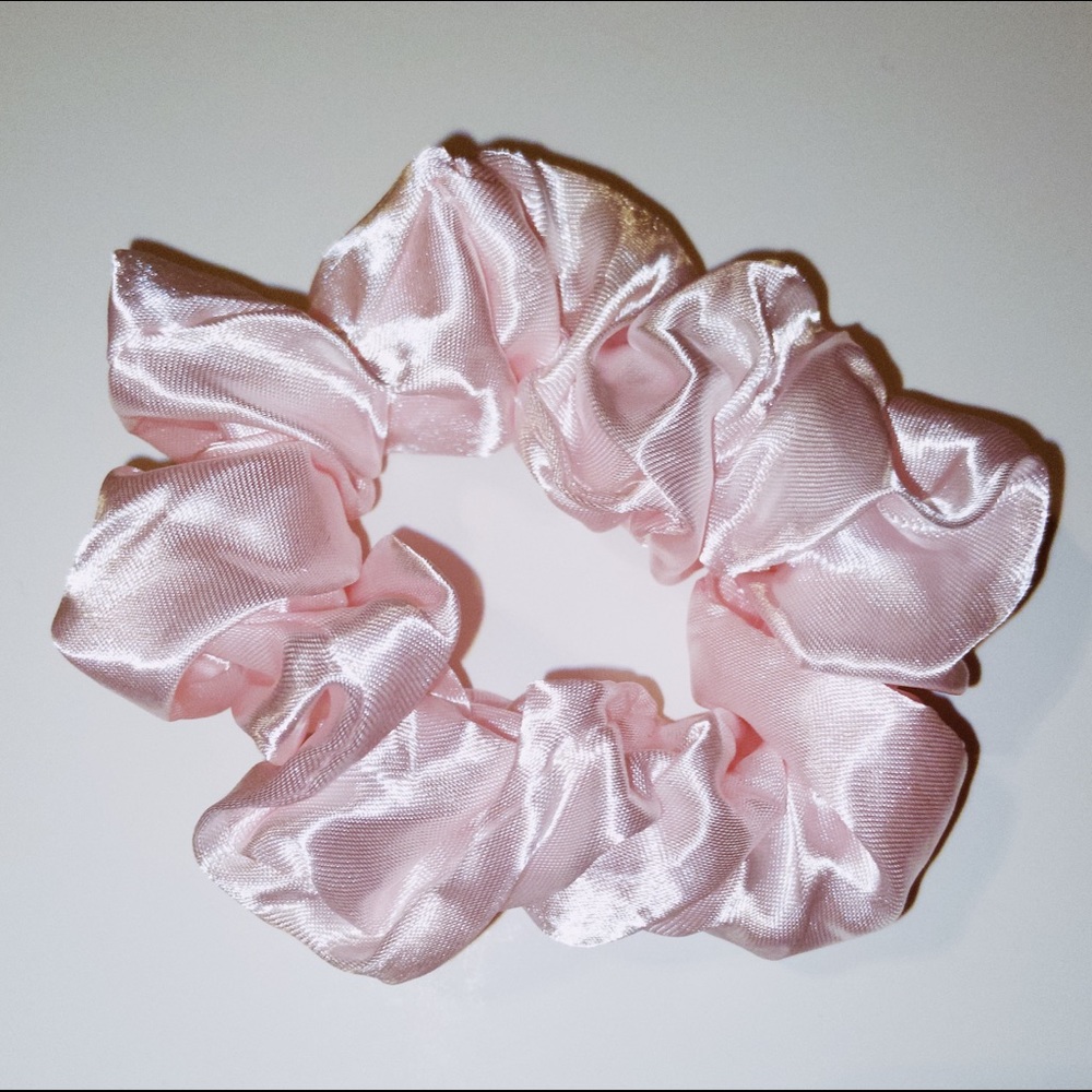 Pastel Pink Satin Scrunchie